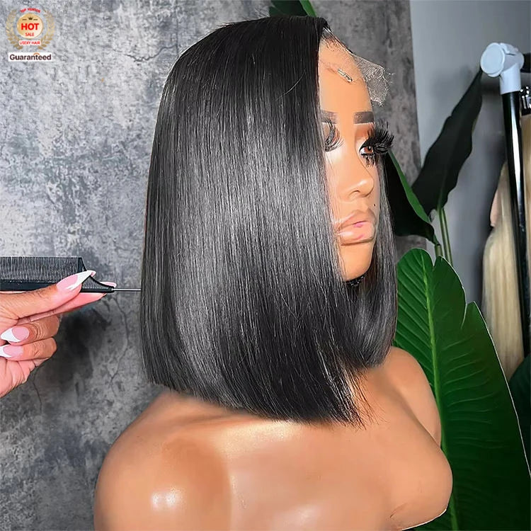 Bone Straight Transparent Lace Short Bob Wig 13X4 Human Hair Bob 4x4 Closure Glueless Wig 13x6 Lace Frontal Preplucked Wigs