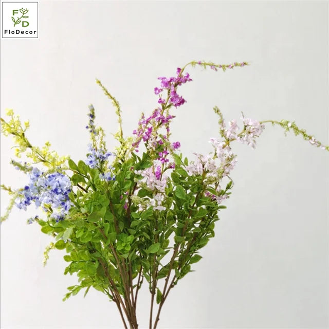 High Quality Artificial Silk Salvia Small Wild Flower for Wedding Bridal Bouquet Filler Floral Arrangement Decoration