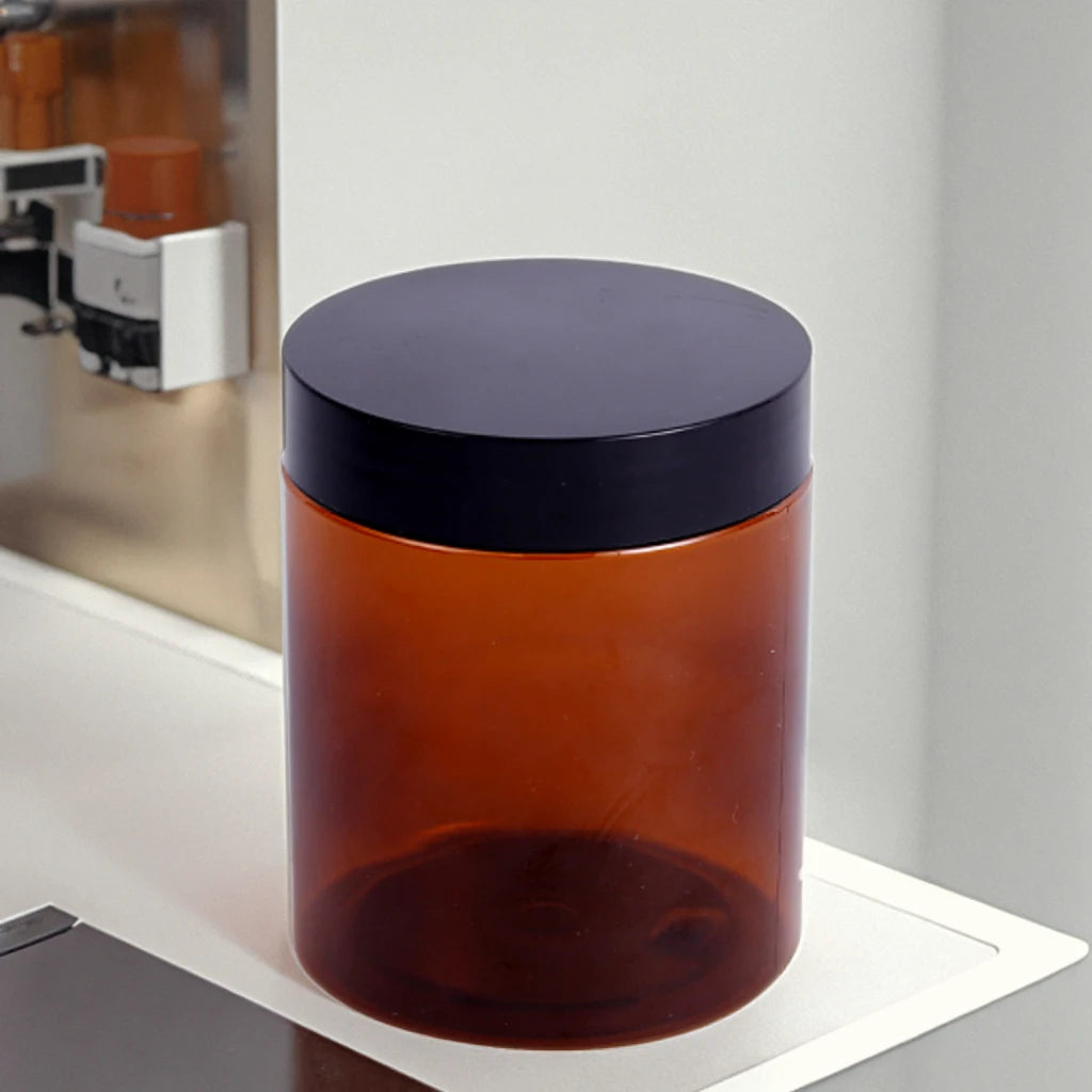 Manufacture 250ml 8oz 500ml 16oz Cosmetic Packaging clear Amber Black Pet Plastic Cream Jar with Plastic Lid