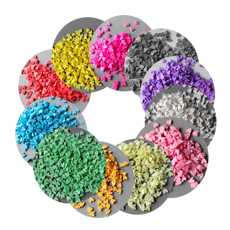 Hot Sale Heart Polymer Soft Clay Slices for Slime Filling Nail Art Decorations Simulated Cake Crumbs Valentine's Day