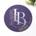 Custom Print Purple Round Shape Menu Cards Wedding Party Paper Menu for Guest
