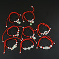 Hot Sale Adjustable Handmade Woven Red Rope Stretch Bracelets Lucky Jade Stone Gourd Donuts Bracelet