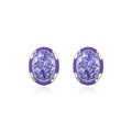 Light Luxury Oval Zirconia Earrings 925 Sterling Silver Lavender Enamel Crushed Ice Cut Zircon Stud Earrings for Women