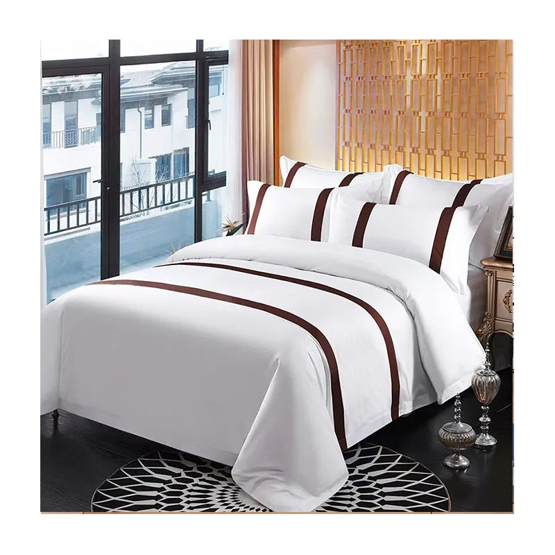 Colorful Stripes Bedding Set Breathable Elegant Modern Customization 100% Cotton Duvet Cover with Pillowcase for Hotel