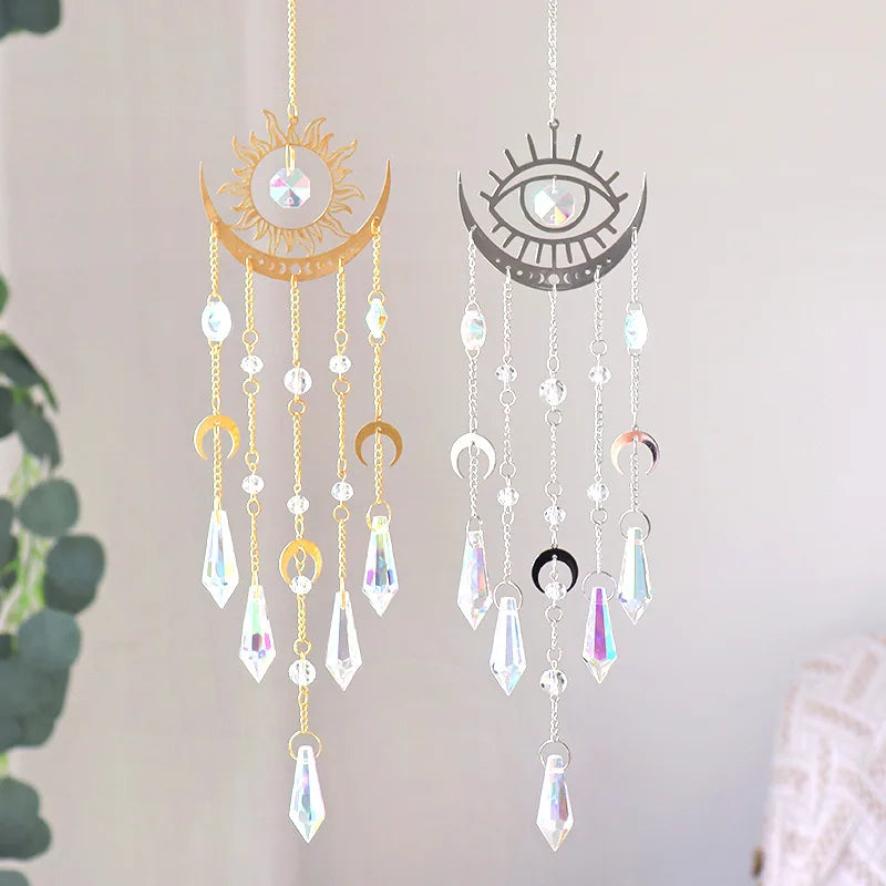 Wholesale K9 Crystal Sun Catcher Crystal Hanging Suncatcher Metal Charms Wind Chime for Decoration