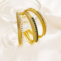 Beimai OEM Bangle 18k Gold Plated Stainless Steel Zircon Double Layer Open Pearl Titanium Steel Women Bangle