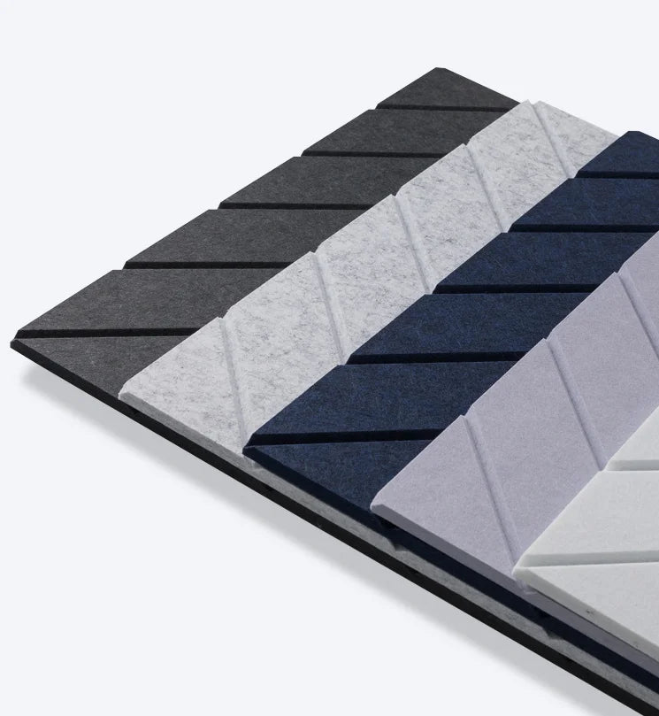 3d V-grooved Interior Exterior Decorative Wall Acoustic Polyester Sound Absorbing Panels Wall Covering Decoration