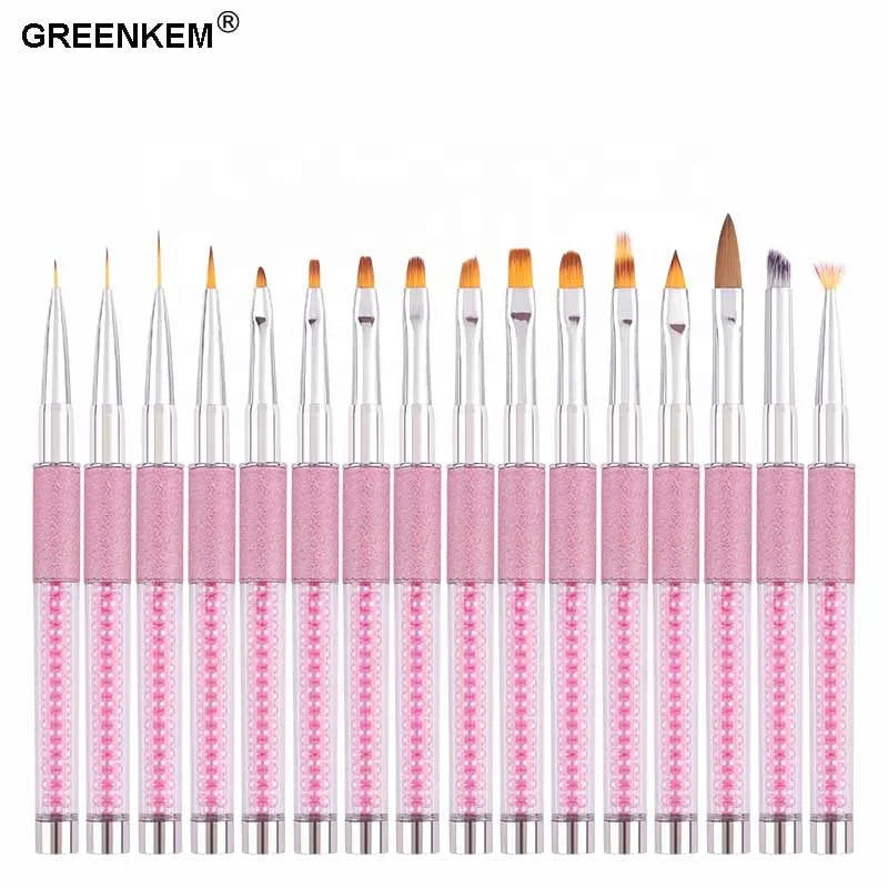 1Pcs 16 Style Professional Manicure Silver Purple Gold Head Transparent Acrylic Nail Art Brushes Pen