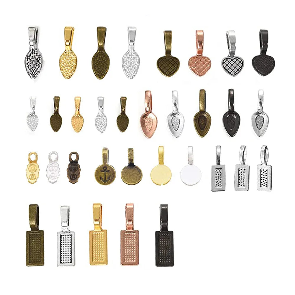 DIY Retro Alloy Jewelry Accessories Hanging Ring Button Hanging Heads Necklace Earrings Pendant Bail Charm