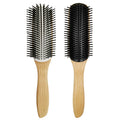 Wholesale Professional Bamboo Handle Nylon Cushioned Hairbrush Detachable Head 9 Row Vent Styling Hair Comb Brush