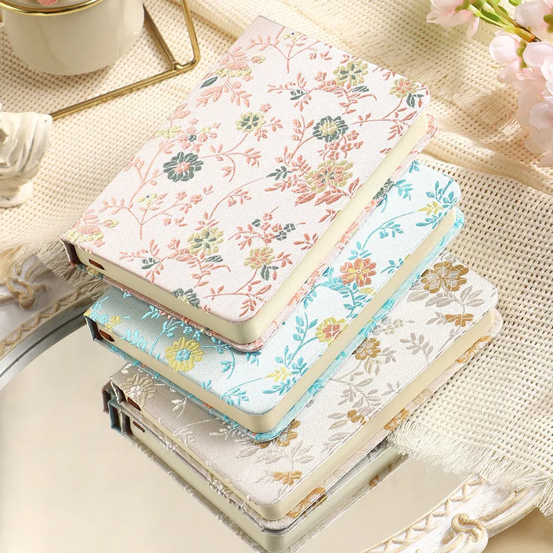 Promotional New Products A6 Portable Pocket Book Floral Print Hardcover Cloth Notebook Student Festival Gift