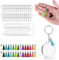 200PCS DIY Acrylic Clear Circle Discs Keychain Set Acrylic Keychain Blanks Gold/Silver Plated Tassel Pendant Jump Rings
