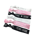 200pcs Silver Foil Team Bride Printed Elastic Hair Band Wholesale Bride Wedding Hair Ties Bracelet Wristband Ponytail Holder