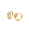 925 Silver Crystal Flower Cluster Huggie Hoop Earrings 18K Gold Plated Korean Zircon Earrings for Women