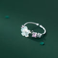 925 Sterling Silver Shell Flower Ring Adjustable Open Pink Zircon Finger Knuckle Rings Fashion Jewelry for Women