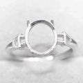Sterling Silver 9*11mm Semi Mount Ring Empty Frame Blank Support Claws Setting S925 Base Holder Without Center Stone for Inlay