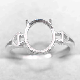 Sterling Silver 9*11mm Semi Mount Ring Empty Frame Blank Support Claws Setting S925 Base Holder Without Center Stone for Inlay