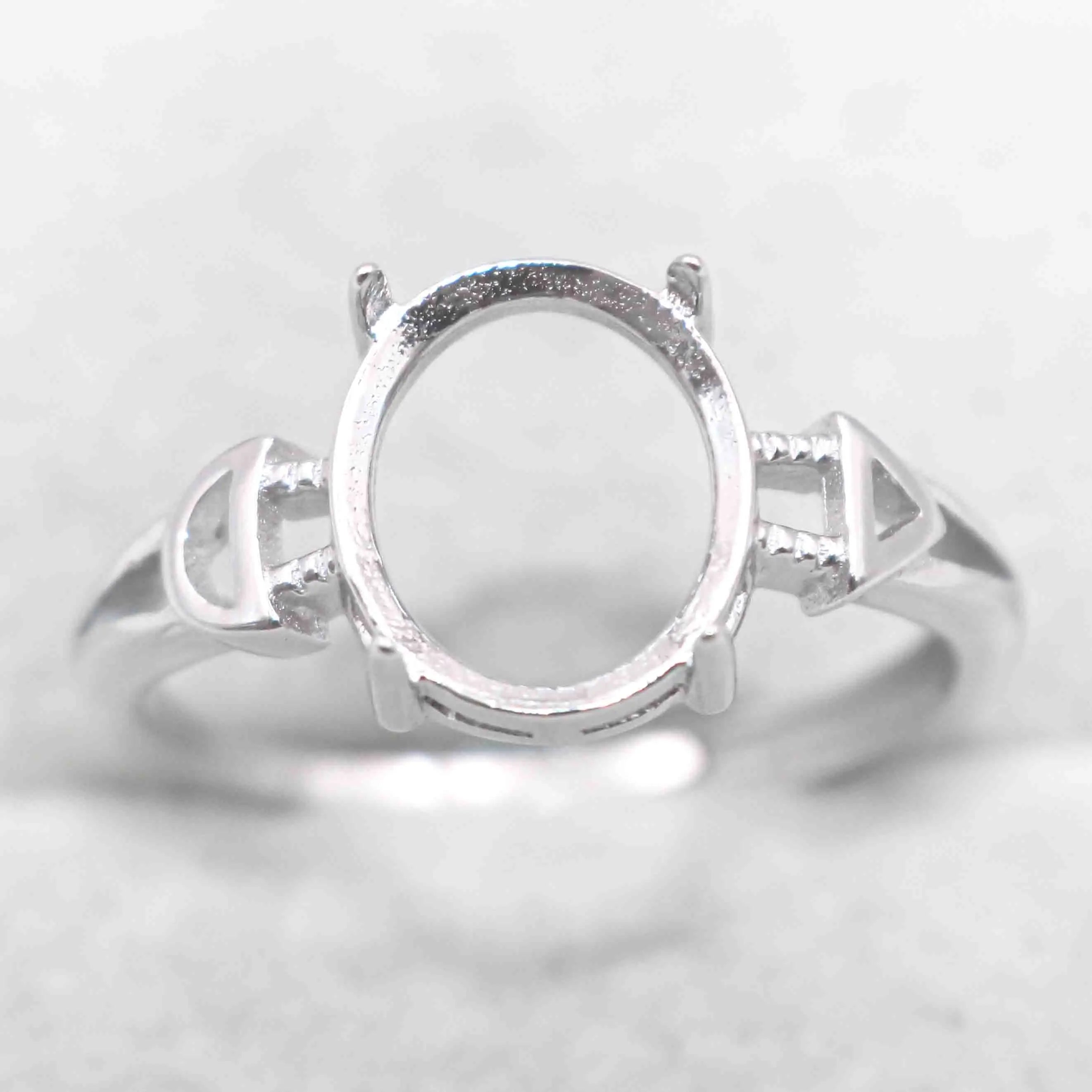 Sterling Silver 9*11mm Semi Mount Ring Empty Frame Blank Support Claws Setting S925 Base Holder Without Center Stone for Inlay