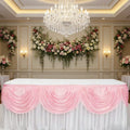 11ft Elegant Weddings Events Ice Silk Satin Table Skirt with Detachable Table Swag