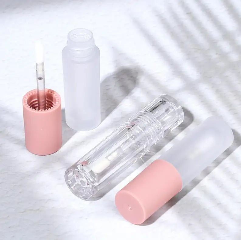 Mini Clear Frosted 3ml Custom Lip Gloss Tube Plastic Small Pink Lipgloss Liquid Lip Oil Tube Container Packaging