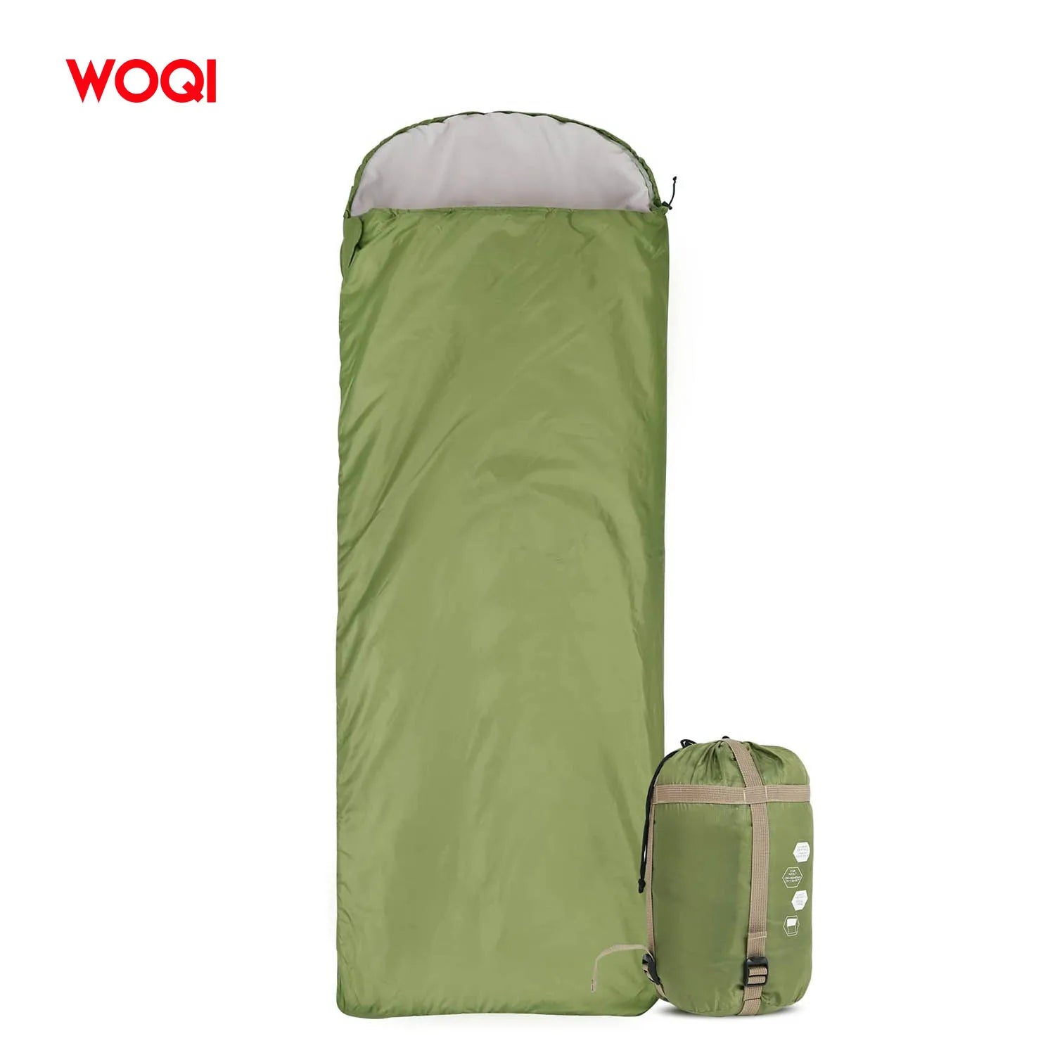 WOQI Warm Weather Sleeping Bag Waterproof Lightweight Backpack with Compression Bag for Camping Hiking and Outdoor Travel