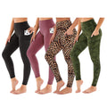 Women High Waisted Washed Print Leggings 4 Way Stretch Elastic Waist Tummy Control Plus Size Yoga Pants with Pockets