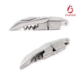 Most Popular Multifunction Bottle Cork Screw Opener Solid Stainless Steel Handle Spring Loaded Reusable Wine Corkscrew