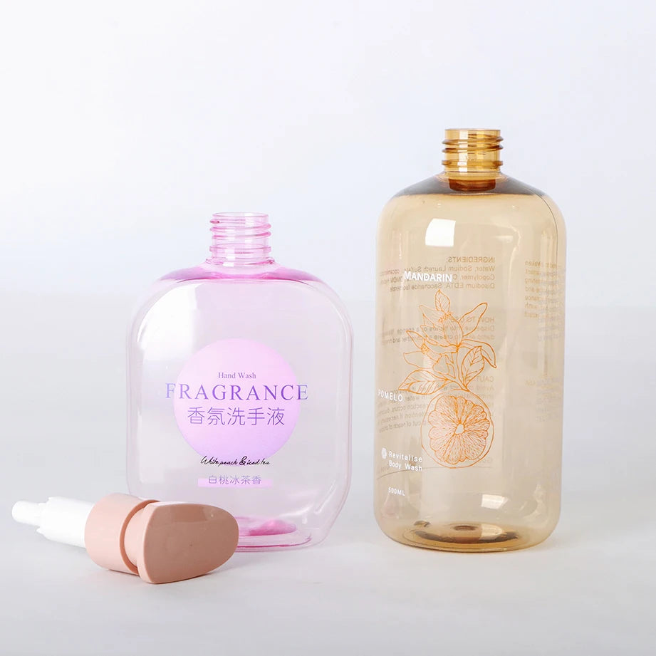 Gold Plastic Empty Bottles for Cream Cosmetics Packaging Containers Pump Flip Top Cap for 100ml 250ml 350ml 500ml Shampoo