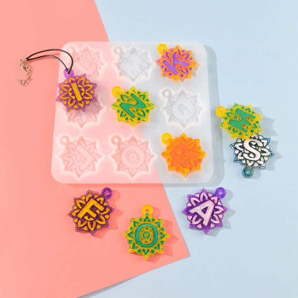 DM147 DIY A-Z 26 Letter Molds Epoxy Alphabet Silicone Mould for Resin Art Jewelry Pendant Keychain Craft