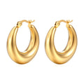 Minimalist Gold Hoop Earrings 18k Gold Plated Large Thick Earrings Hoops Stainless Steel Pvd Retro Oval Chunky Hoop Earrings