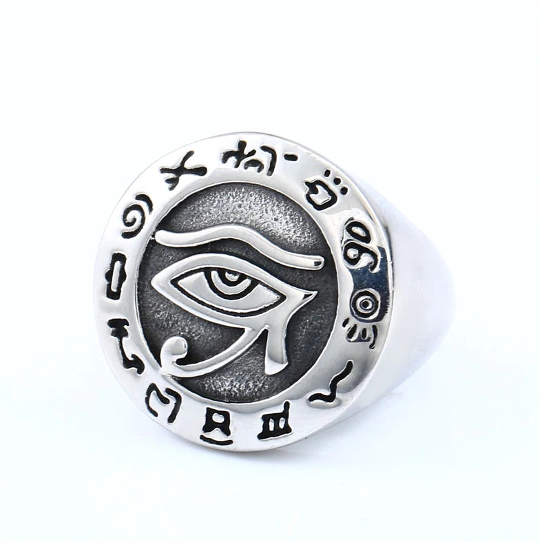 SS8-601R Steel Soldier Viking Rune All Seeing Eye Ring Stainless Steel Men's Ring Eye of Providence Amulet Jewelry Gift