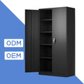 Office Metal Storage Cabinet Black Swing Door Filing Cabinet with 4 Adjustable Shelves Key Lock Assembled