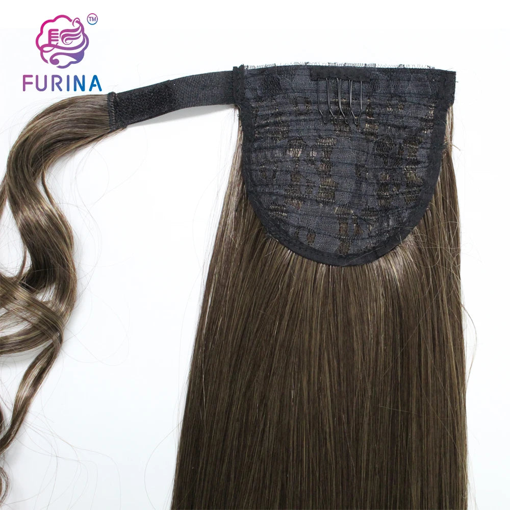 Easy to Take Care of Exquisite Long Straight Ponytail 250 G 26 INCH Synthetic Hair Fiber Straight Hair with Ponytail for Women