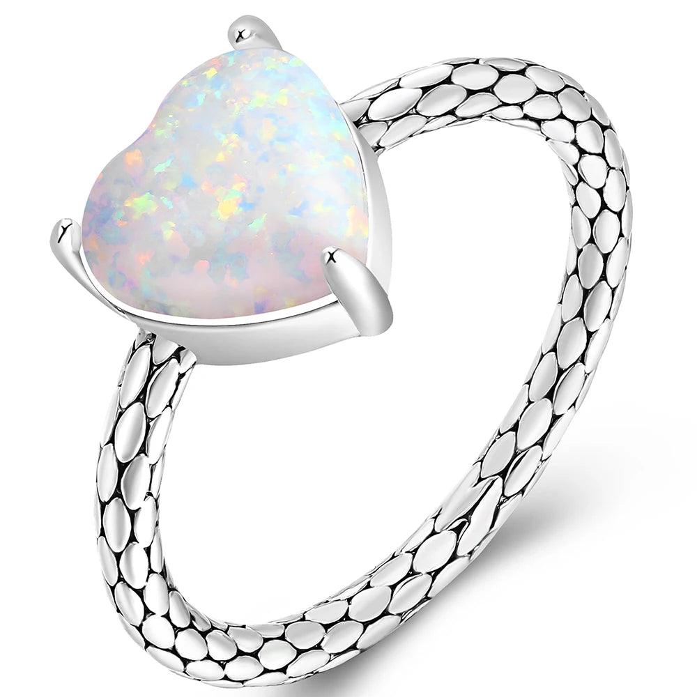 Hot Selling Fine Jewelry Heart Shaped Opal Ring Jewelry for Women