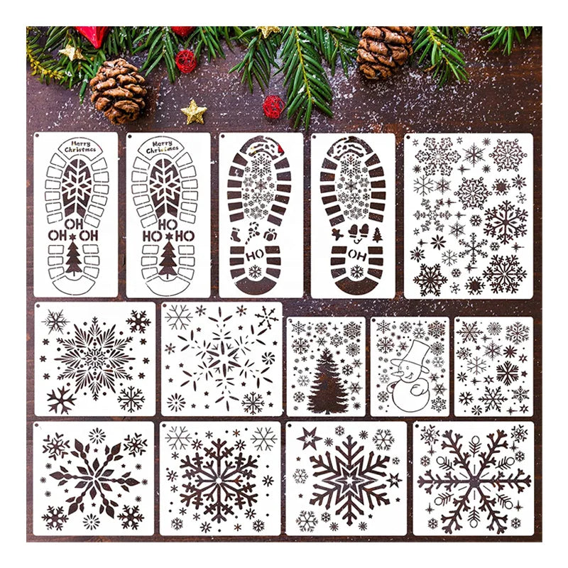 Large Christmas Snowflake Stencils Footprint Stencil Template for Painting on Floor Glass Windows