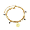 Trendy New Turkish Eye Charm Double Layer Chain Stainless Steel Bracelet Resin Eye Beads 18k Gold Plated Jewelry Bracelet