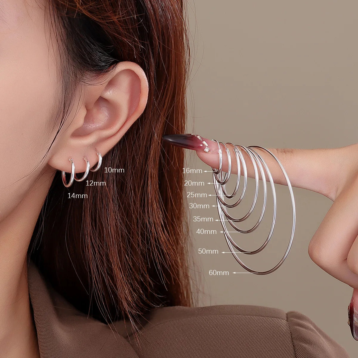 High Grade Minimalist Design 925 Sterling Silver Earrings 8-30mm Hollow Hoop Earrings for Women Fine Jewelry