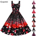 Floral Print Summer Dress Womens Sexy Spaghetti Strap Christmas Party A-line Dress Elegant Casual Beach Midi