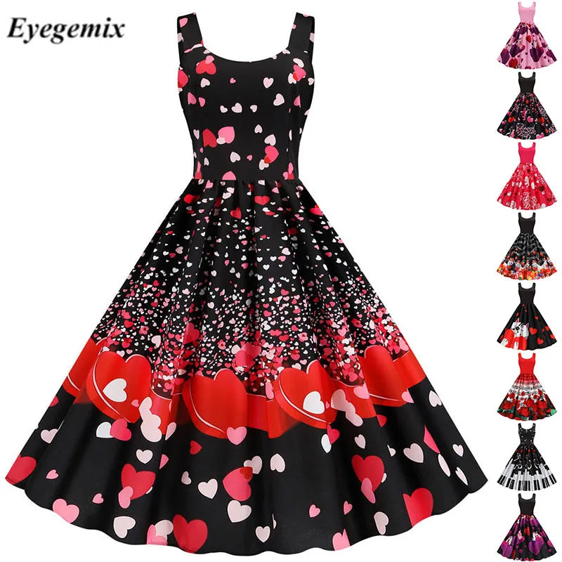 Floral Print Summer Dress Womens Sexy Spaghetti Strap Christmas Party A-line Dress Elegant Casual Beach Midi