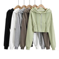 Custom Spring Autumn Clothing Women Sports Zipper Crop Sweater Sweatshirt Zip up Cropped Oversized Hoodies With Logo