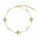 Rinntin GMB67 Four Leaf Clover Charm Jewellery 925 Sterling Silver Charm Shell Pearl Bracelet 14K Gold Plated Jewelry for Women