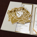 A5 Size Custom Velvet Invitation Wedding Card Folder with Acrylic Embellishments on the Front