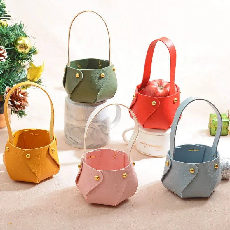 Creative Guests Wedding Candy Basket PU Leather DIY Wedding Party Favors Handbag Luxury Ramadan Promotion Gift Packaging Boxes