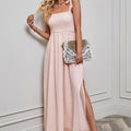 Ladies Fashion Sling Split Slit Dress Square Collar Lace up Backless Chiffon Vestidos Casual Dress