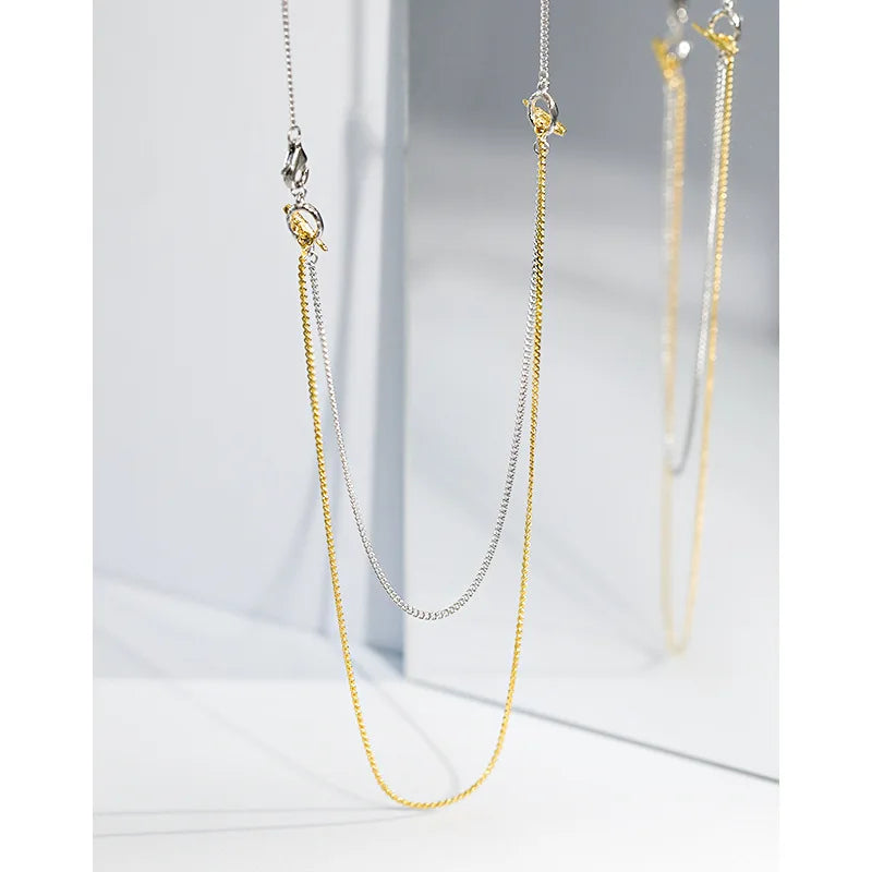 VIANRLA 925 Sterling Silver Statement Double Color Women Necklaces