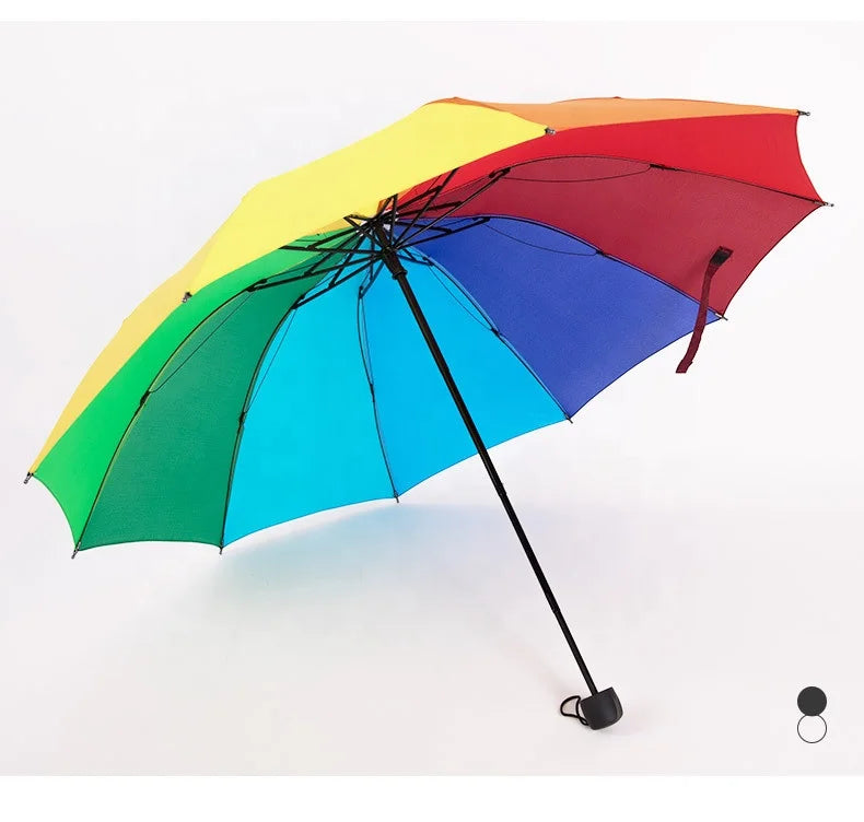 Foldable Strong Windproof Rain Sun Travel Rainbow 3 Folding Umbrella Custom logo
