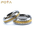 Simple Style Gold Brass Cables Inlay Steped Matching Titanium Couple Ring for Men Women