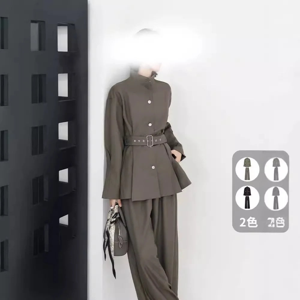 Boutique Wholesale 2026 Autumn New Fashion Retro Temperament Jacket Casual Wide Leg Pants Women's Set