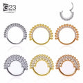 ASTM F136 Titanium Earrings Bead Septum Clicker Hoop Stud Hinged Segment Zircon Nose Ring Wedding Piercing Jewelry Orthodox Gold
