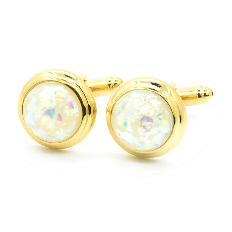 Premium Abalone Shell Opal Stone Cufflinks Custom Men's Suit Shirt Accessory for Wedding Tuxedo & Party for Gift Wholesale